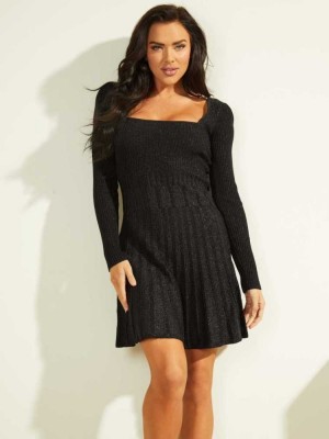 Black Multicolor Guess Jules Flare Women's Dresses | 4516-WQNVS