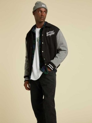 Black Multicolor Guess Originals Varsity Inspired Men's Jackets | 2945-ABZGW