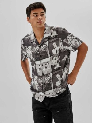 Black Multicolor Guess Originals x Anna Nicole Smith Men's Shirts | 9631-WFGYL