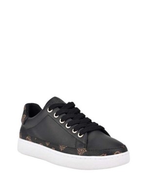 Black Multicolor Guess Rinzed Logo Trim Low-Top Women's Sneakers | 3856-EITNG