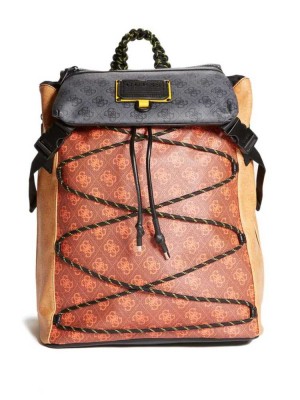 Black Multicolor Guess Salameda Men's Backpacks | 9560-JEIOL