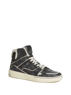 Black Multicolor Guess Verona High-Top Basketball Men's Sneakers | 6203-YHQTO