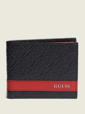 Black Red Guess Mesa Double Billfold Men's Wallets | 8507-DULIH