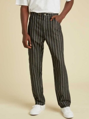Black Wash Guess Originals Pinstripe Carpenter Men's Jeans | 0795-RNKAH
