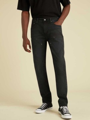 Black Wash Guess Originals Tactical Slim Straight Men's Jeans | 9812-AEVBI