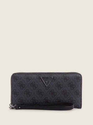 Blue Flower Guess Noelle Large Zip-Around Women's Wallets | 6091-VDHZP