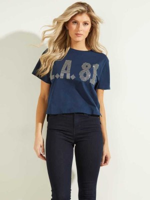 Blue Guess Arrieta Women's T-Shirts | 8546-XAJEP