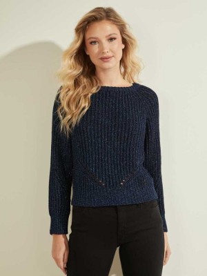 Blue Guess Colette Shimmer Women's Sweaters | 9512-AIZMW