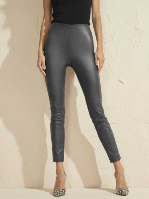 Blue Guess Coy High-Rise Leather Women's Leggings | 7694-MQHDN