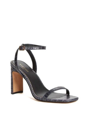 Blue Guess Crocodile Ankle Strap Heeled Women's Heels Sandals | 1246-MQRDW