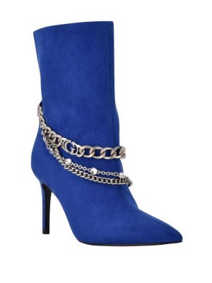 Blue Guess Dasilda Chain Women's Booties | 1304-QBEXL