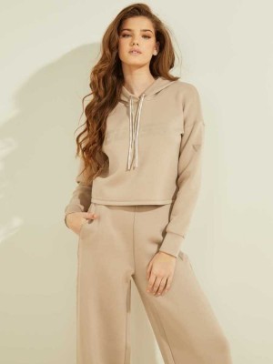 Blue Guess Double Drawstring Hooded Women's Sweatshirt | 0931-ZLREY