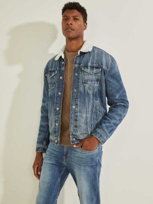 Blue Guess Eco Gale Denim Men's Jackets | 9356-DOKIM