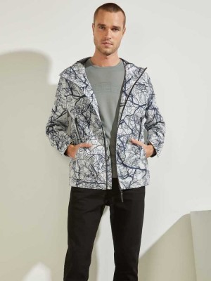 Blue Guess Eco Kaden Hooded Men's Jackets | 3649-WCNDJ