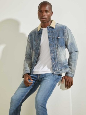 Blue Guess Eco Lewis Denim Men's Jackets | 7298-VMYSX
