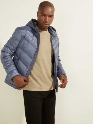 Blue Guess Eco Lightweight Puffer Men's Jackets | 3695-ZCUSF