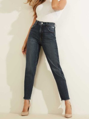 Blue Guess Eco Slim Mom Women's Jeans | 2587-QHUBZ