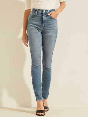 Blue Guess Eco Super-High Rise Icon Skinny Women's Jeans | 8524-ZUQLS