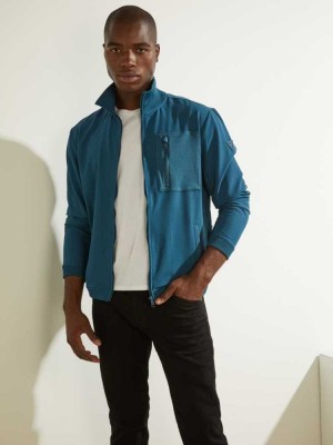 Blue Guess Explorer Zip-Up Men's Jackets | 5720-HYCVW