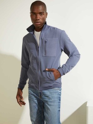 Blue Guess Explorer Zip-Up Men's Jackets | 0125-VBMSZ
