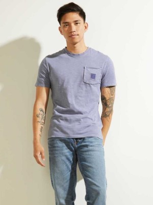 Blue Guess G Stamp Men's T-Shirts | 7340-BEYCL