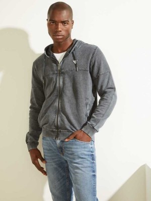 Blue Guess G Stamp Zip-Up Men's Hoodies | 5946-ULCQZ