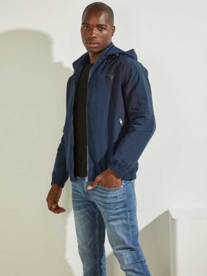 Blue Guess Kian Color-Block Men's Jackets | 6075-INYFG