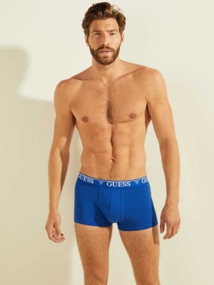 Blue Guess Logo Band Boxer Briefs Men's Underwear | 4763-DNBZL