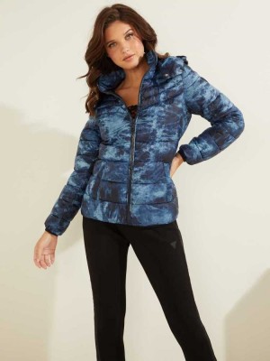 Blue Guess OTTAVIA PUFFER Women's Jackets | 6253-AJFHX