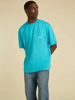 Blue Guess Originals Kit Pocket Men's T-Shirts | 7510-NPMGI