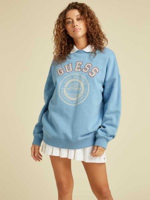 Blue Guess Originals Oversized Pullover Women's Sweatshirt | 7986-VIEON