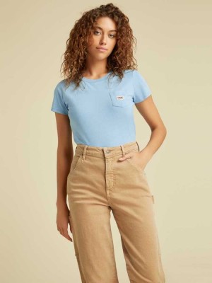 Blue Guess Originals Pocket Baby Women's T-Shirts | 6712-SIVPD