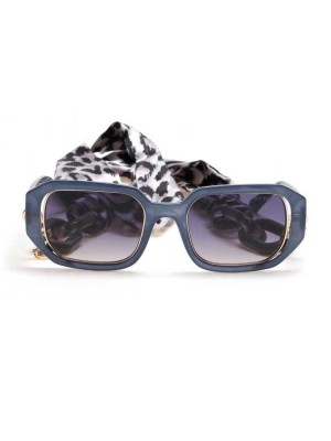 Blue Guess Rectangle Women's Sunglasses | 6352-SRYIV