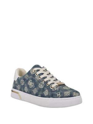 Blue Guess Rollin Logo Low-Top Women's Sneakers | 6785-QEYNV