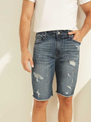Blue Guess Slim Denim Men's Shorts | 5168-PVTGM