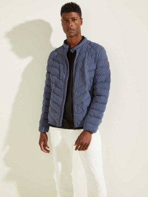 Blue Guess Slim Fit Puffer Men's Jackets | 8149-EFRPC