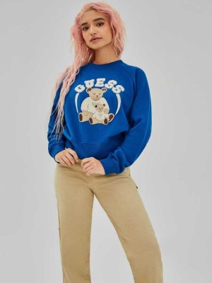 Blue Guess Spence Women's Sweatshirt | 3681-YLEJB