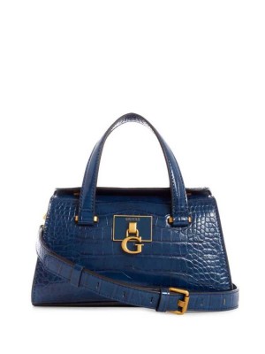 Blue Guess Stephi Croc Mini Women's Satchels | 2053-MGZTQ