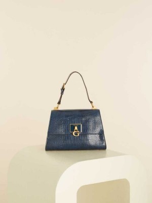 Blue Guess Stephi Top-Handle Flap Women's Crossbodies | 0479-UOXLW