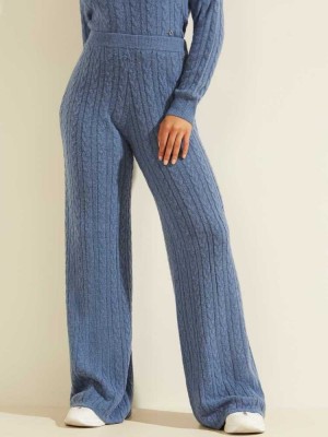 Blue Guess Tamara Wide-Leg Cable Women's Pants | 2701-HNIXK