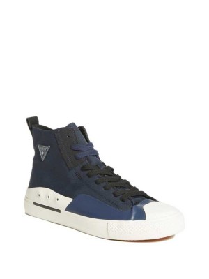 Blue Multicolor Guess Ederle High-Top Men's Sneakers | 9217-TVWJH