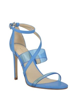 Blue Multicolor Guess Felecia Transparent Heeled Women's Heels Sandals | 3578-VAGMU