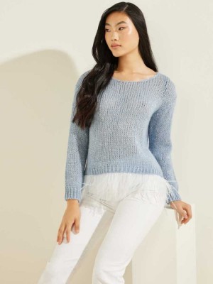 Blue Multicolor Guess Hannah Women's Sweaters | 4508-VHNOE