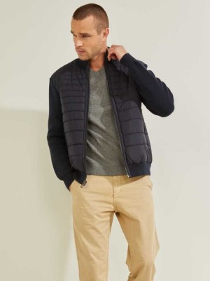 Blue Multicolor Guess Liam Nylon Puffer Men's Jackets | 6875-KHJWI
