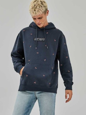 Blue Multicolor Guess Originals Bear Men's Hoodies | 8926-FEMXH