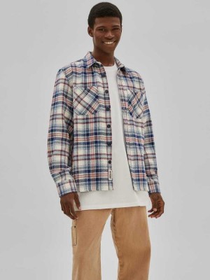 Blue Multicolor Guess Originals Flannel Men's Shirts | 0425-JIGMQ