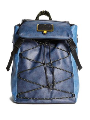 Blue Multicolor Guess Salameda Men's Backpacks | 9017-PJUHL