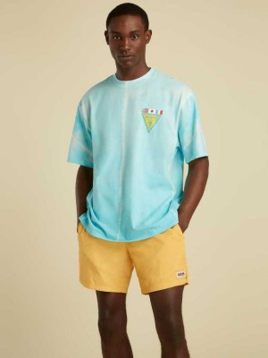 Blue Multicolor Guess Summer Games Tie-Dye Men's T-Shirts | 1268-EBKUR