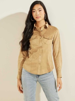 Blue Orange Guess Daisy Women's Shirts | 9348-EKUYX