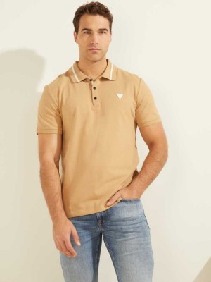 Blue Orange Guess Eco Lyle Men's Polo Shirts | 6405-PVXEM
